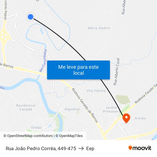 Rua João Pedro Corrêa, 449-475 to Eep map