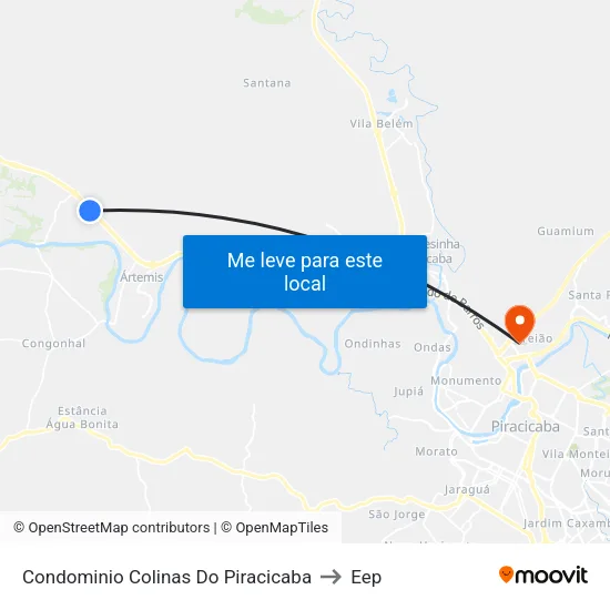 Condominio Colinas Do Piracicaba to Eep map