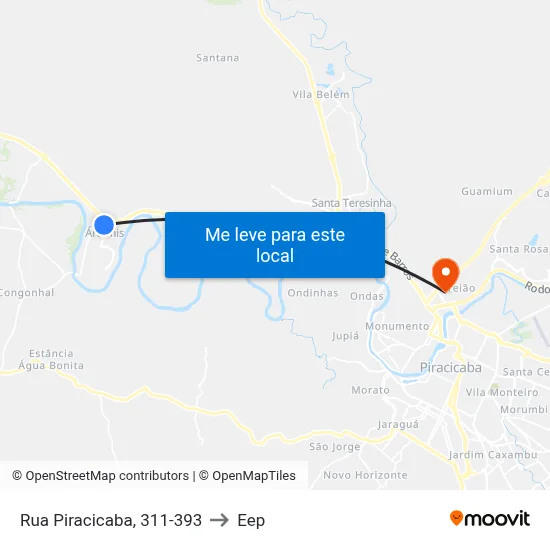 Rua Piracicaba, 311-393 to Eep map
