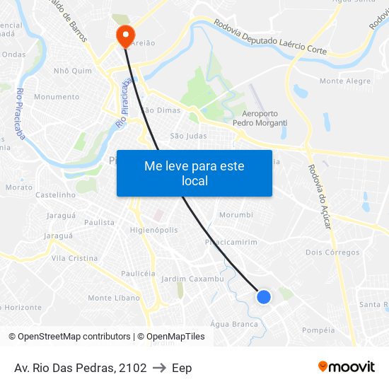 Av. Rio Das Pedras, 2102 to Eep map