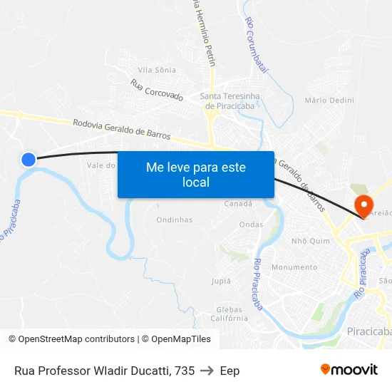 Rua Professor Wladir Ducatti, 735 to Eep map