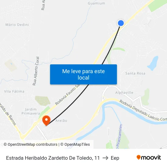 Estrada Heribaldo Zardetto De Toledo, 11 to Eep map