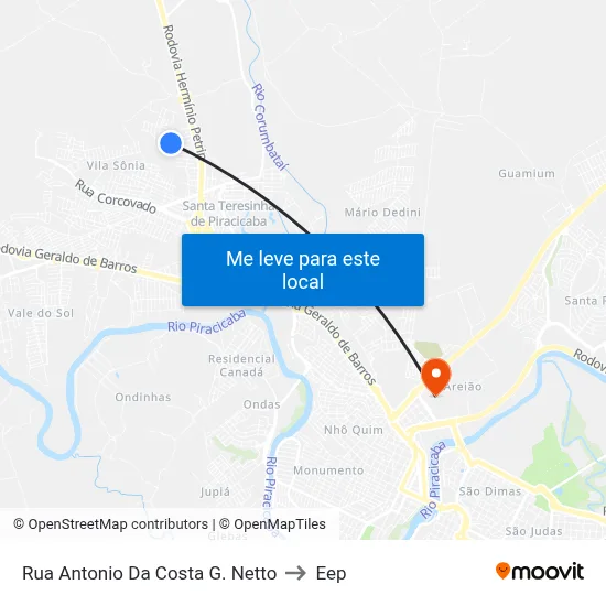 Rua Antonio Da Costa G. Netto to Eep map