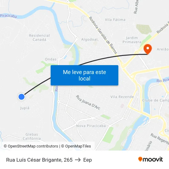 Rua Luís César Brigante, 265 to Eep map