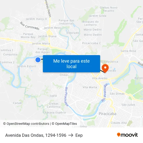 Avenida Das Ondas, 1294-1596 to Eep map