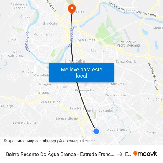 Bairro Recanto Do Água Branca - Estrada Francisco Luiz Rasera, 547 to Eep map