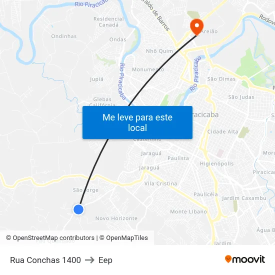 Rua Conchas 1400 to Eep map