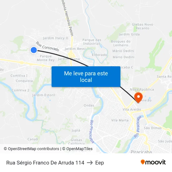 Rua Sérgio Franco De Arruda 114 to Eep map