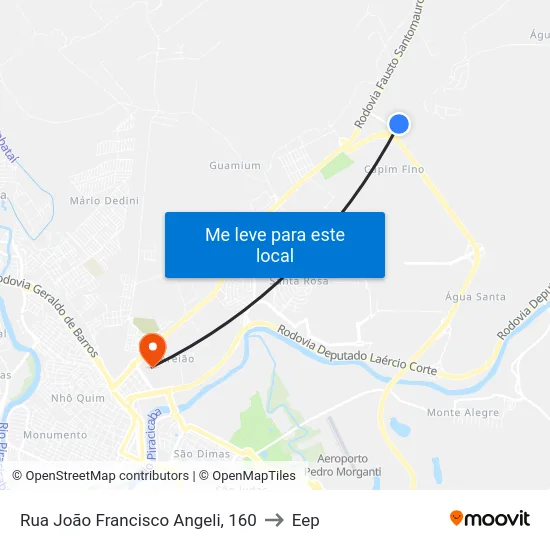 Rua João Francisco Angeli, 160 to Eep map