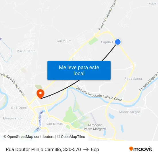 Rua Doutor Plínio Camillo, 330-570 to Eep map