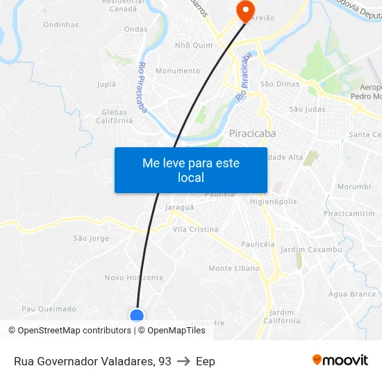 Rua Governador Valadares, 93 to Eep map