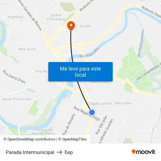 Parada Intermunicipal to Eep map