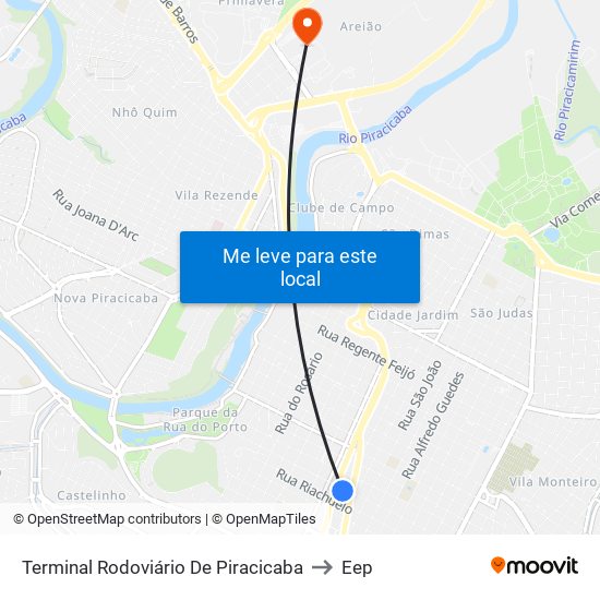 Terminal Rodoviário De Piracicaba to Eep map