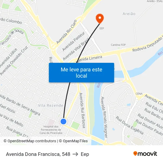 Avenida Dona Francisca, 548 to Eep map