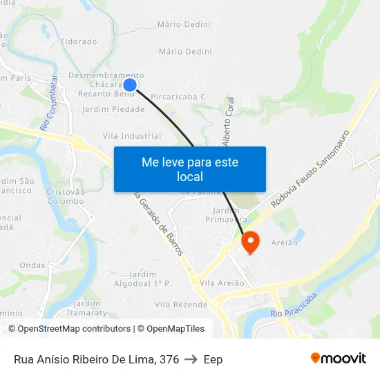 Rua Anísio Ribeiro De Lima, 376 to Eep map