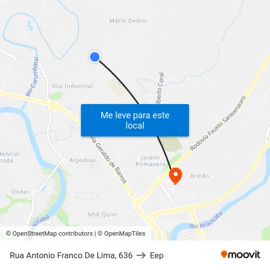 Rua Antonio Franco De Lima, 636 to Eep map