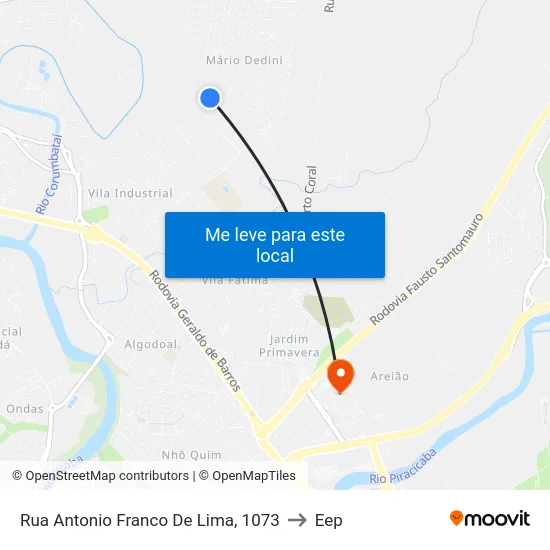 Rua Antonio Franco De Lima, 1073 to Eep map