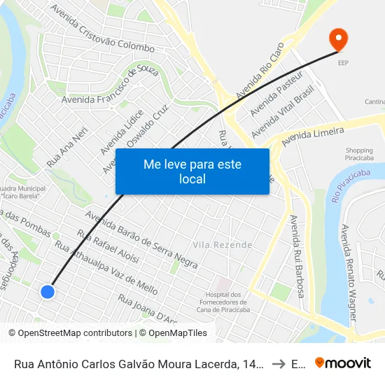 Rua Antônio Carlos Galvão Moura Lacerda, 147-205 to Eep map
