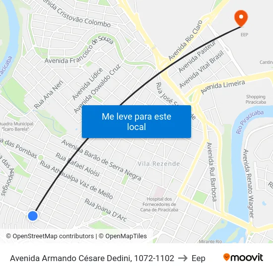 Avenida Armando Césare Dedini, 1072-1102 to Eep map