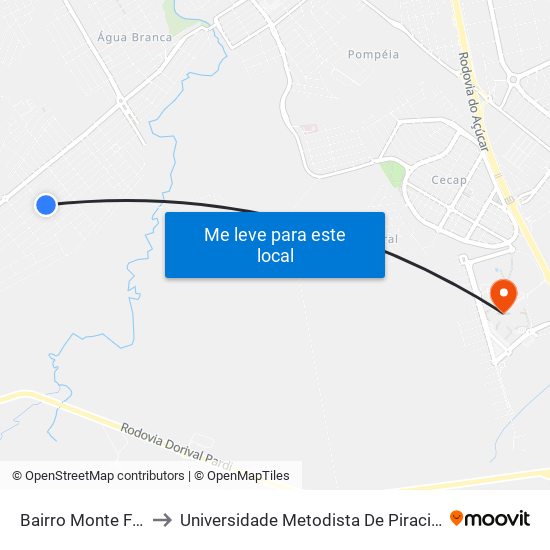 Bairro Monte Feliz to Universidade Metodista De Piracicaba map