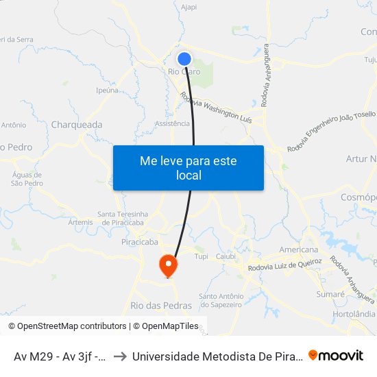 Av M29 - Av 3jf - Sesi to Universidade Metodista De Piracicaba map