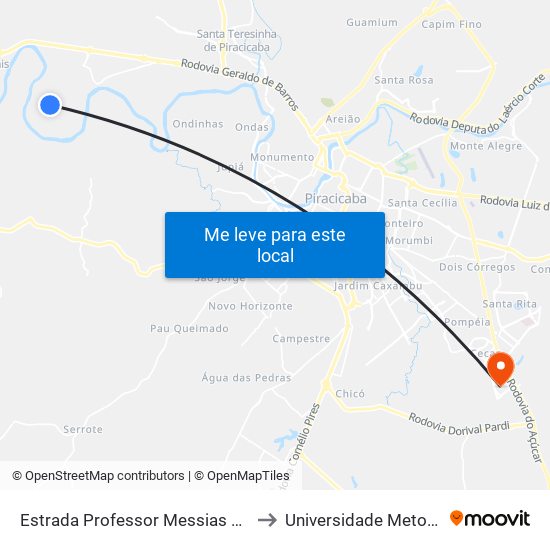 Estrada Professor Messias José Baptista(Rip-175), 737 to Universidade Metodista De Piracicaba map