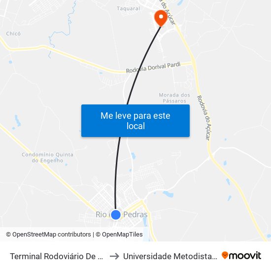 Terminal Rodoviário De Rio Das Pedras to Universidade Metodista De Piracicaba map