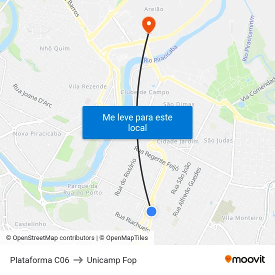 Plataforma C06 to Unicamp Fop map