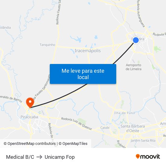 Medical B/C to Unicamp Fop map