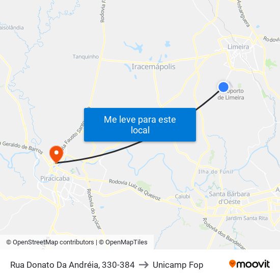 Rua Donato Da Andréia, 330-384 to Unicamp Fop map