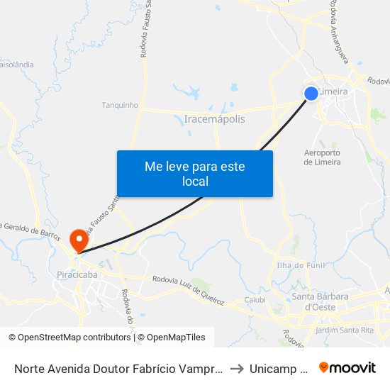 Norte Avenida Doutor Fabrício Vampré, 930 to Unicamp Fop map