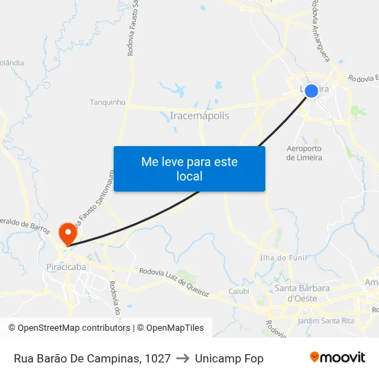 Rua Barão De Campinas, 1027 to Unicamp Fop map