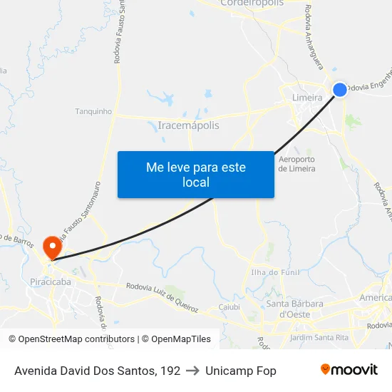 Avenida David Dos Santos, 192 to Unicamp Fop map