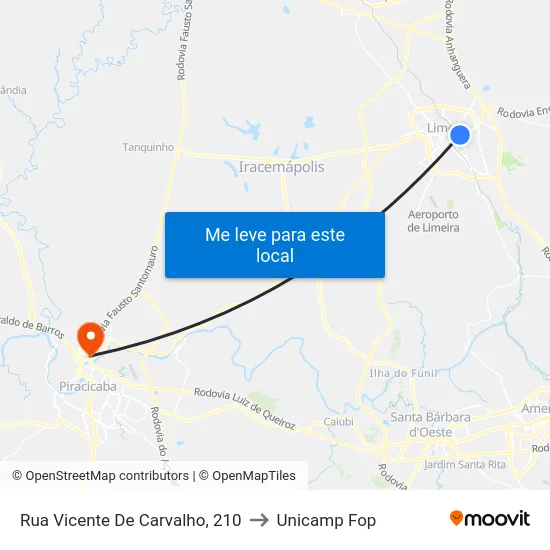Rua Vicente De Carvalho, 210 to Unicamp Fop map