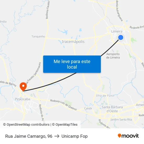 Rua Jaime Camargo, 96 to Unicamp Fop map