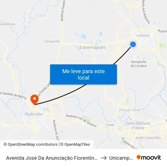 Avenida José Da Anunciação Fiorentine, 346-384 to Unicamp Fop map