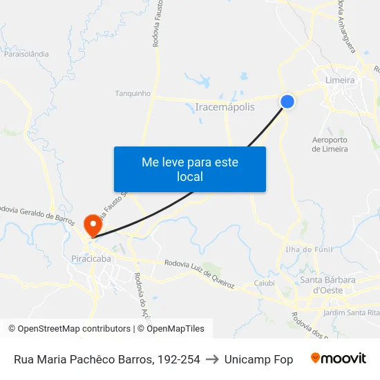 Rua Maria Pachêco Barros, 192-254 to Unicamp Fop map