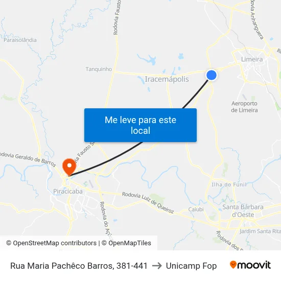 Rua Maria Pachêco Barros, 381-441 to Unicamp Fop map