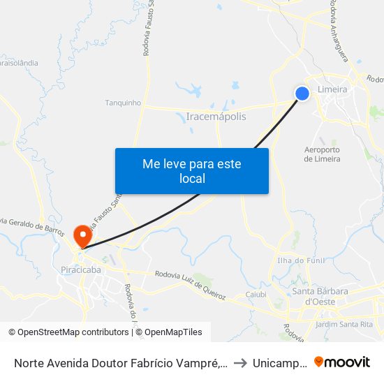 Norte Avenida Doutor Fabrício Vampré, 1978-1996 to Unicamp Fop map