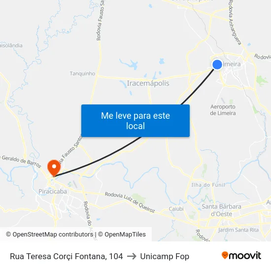 Rua Teresa Corçi Fontana, 104 to Unicamp Fop map