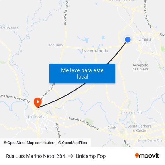 Rua Luís Marino Neto, 284 to Unicamp Fop map