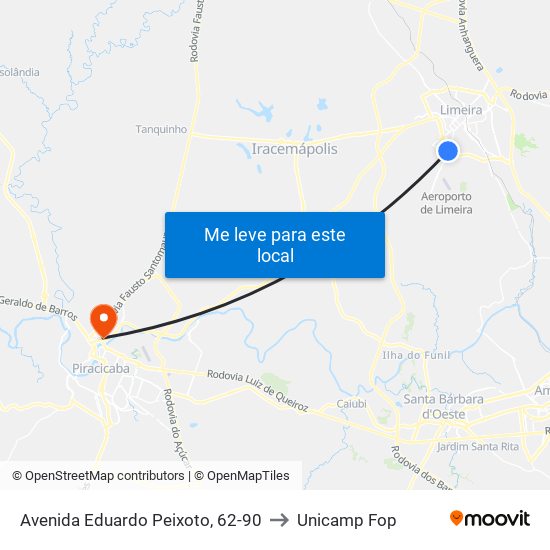 Avenida Eduardo Peixoto, 62-90 to Unicamp Fop map