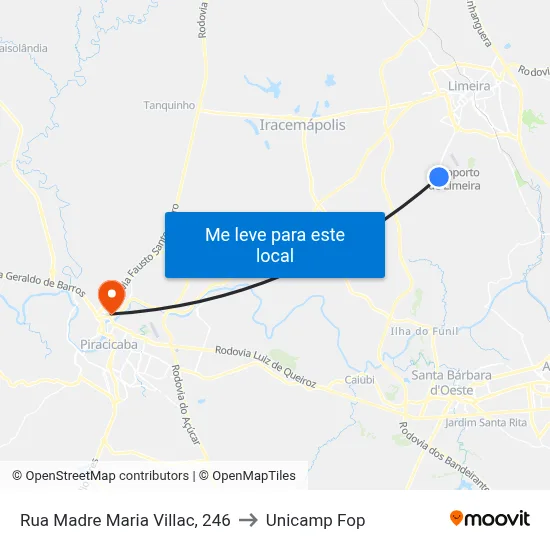 Rua Madre Maria Villac, 246 to Unicamp Fop map