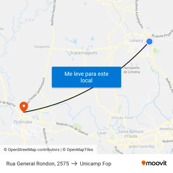 Rua General Rondon, 2575 to Unicamp Fop map