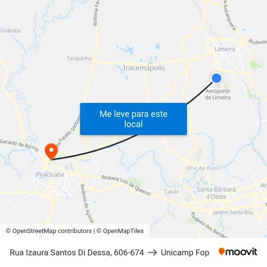 Rua Izaura Santos Di Dessa, 606-674 to Unicamp Fop map