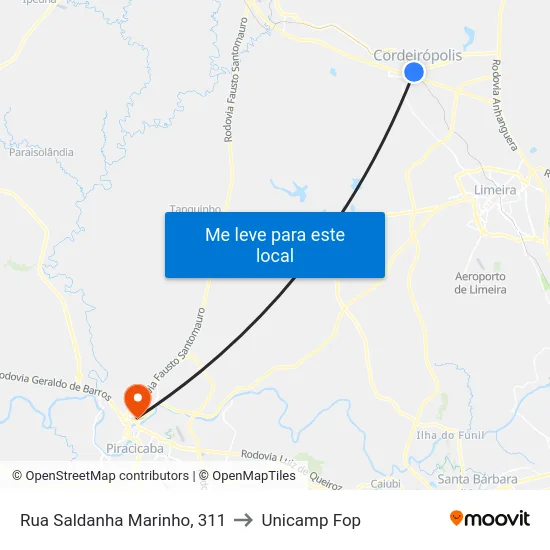 Rua Saldanha Marinho, 311 to Unicamp Fop map