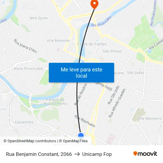 Rua Benjamin Constant, 2066 to Unicamp Fop map