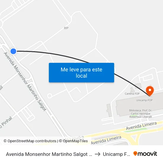 Avenida Monsenhor Martinho Salgot 595 to Unicamp Fop map