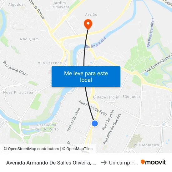 Avenida Armando De Salles Oliveira, 1608 to Unicamp Fop map