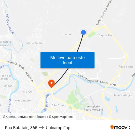 Rua Batatais, 365 to Unicamp Fop map